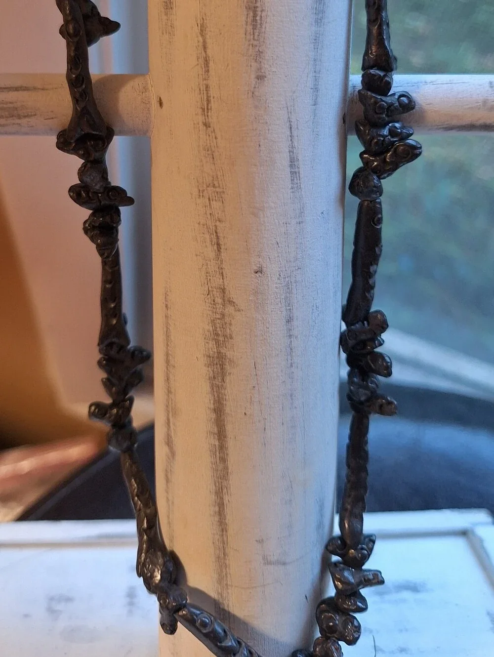 Mexican  Black Pottery Bird Pot Fetish Folk Art Bead Necklace